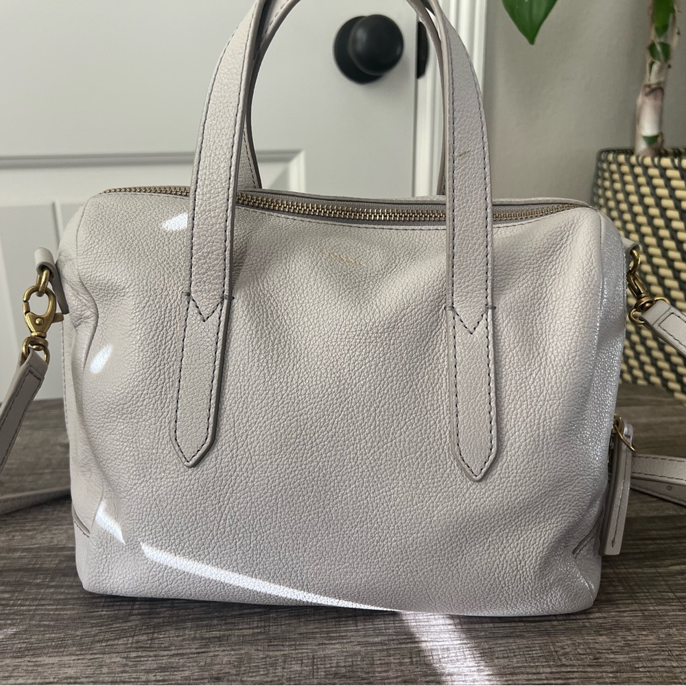 Fossil Sydney Satchel Cream/Mushroom Clay Leather Handbag